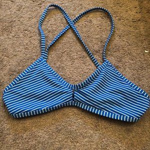 Jolyn Blue and White Striped Vent Top in Medium